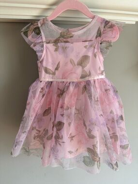 Pink Floral Tulle Toddler Dress 2T